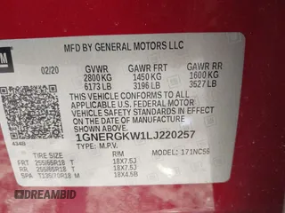 2020 Chevrolet Traverse LT Cloth with VIN 1GNERGKW1LJ220257, listed as a IAAI auction lot 42290561 with 95,801 mi miles and . Bid and sale history available at DreamBid. Image 9.