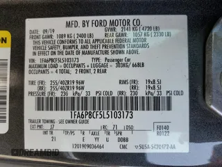 2020 Ford Mustang GT with VIN 1FA6P8CF5L5103173, listed as a Copart auction lot 59125945 with 73,205 mi miles and Salvage title. Bid and sale history available at DreamBid. Image 13.