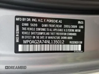 2022 Porsche Panamera GTS with VIN WP0AG2A74NL135012, listed as a Copart auction lot 88932985 with 21,131 mi miles and Clean Title. Bid and sale history available at carsss.com. Image 12.