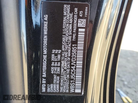 2018 BMW M2 z VIN WBS1J5C54JVD35851, wystawiony jako Copart lot #72814664 z przebiegiem 37 816 mil mil oraz Szkoda całkowita • Salvage title. Historia ofert i sprzedaży dostępna na DreamBid. Obrazek 12.