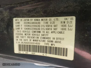 2005 Honda CR-V LX with VIN JHLRD68555C014550, listed as a IAAI auction lot 41986080 with 263,617 mi miles. Bid and sale history available at carsss.com. Image 9.