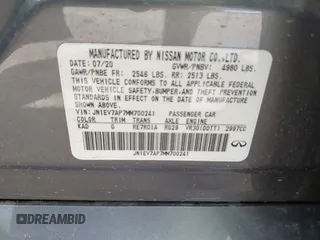 2021 Infiniti Q50 Pure with VIN JN1EV7AP7MM700241, listed as a IAAI auction lot 42586868 with 96,046 mi miles and . Bid and sale history available at DreamBid. Image 9.