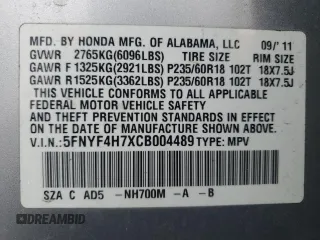2012 Honda Pilot EX-L with VIN 5FNYF4H7XCB004489, listed as a Copart auction lot 47171315 with 241,178 mi miles and Salvage Title. Bid and sale history available at DreamBid. Image 15.