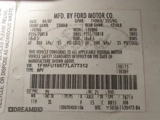 2007 Ford Expedition Limited with VIN 1FMFU19577LA77312, listed as a IAAI auction lot 41650038 with 249,558 mi miles. Bid and sale history available at carsss.com. Image 9.