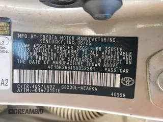 2005 Toyota Avalon XL with VIN 4T1BK36B45U053261, listed as a Copart auction lot 49347705 with 198,548 mi miles and Salvage Title. Bid and sale history available at DreamBid. Image 12.