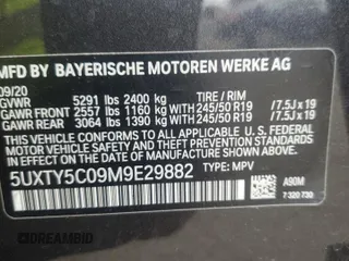 2021 BMW X3 xDrive30i with VIN 5UXTY5C09M9E29882, listed as a Copart auction lot 51461695 with 43,807 mi miles and Salvage Title. Bid and sale history available at DreamBid. Image 14.