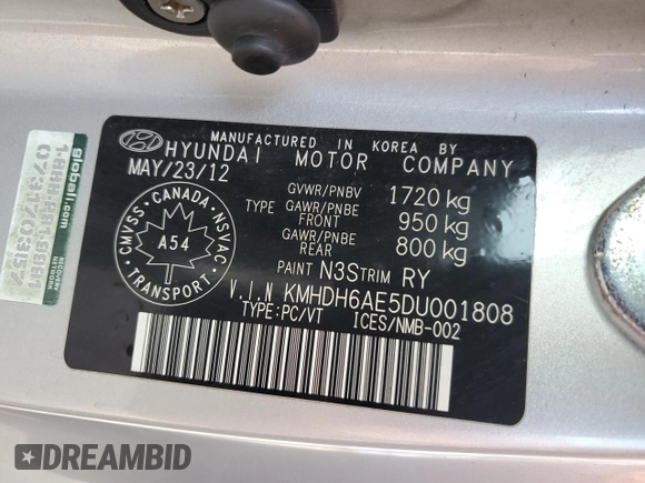 2013 Hyundai Elantra Coupe GS with VIN KMHDH6AE5DU001808, listed as a Copart auction lot 77940704 with 145,410 mi miles and Salvage Title. Bid and sale history available at carsss.com. Image 13.