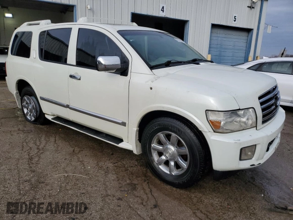2005 Infiniti QX56 with VIN 5N3AA08C75N809167, listed as a Copart auction lot 43270095 with 0 mi miles and Salvage Title. Bid and sale history available at carsss.com. Image 4.
