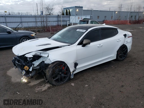 2022 Kia Stinger GT2 with VIN KNAE55LC5N6102759, listed as a Copart auction lot 49827825 with 101,311 mi miles and Salvage Title. Bid and sale history available at DreamBid. Image 1.
