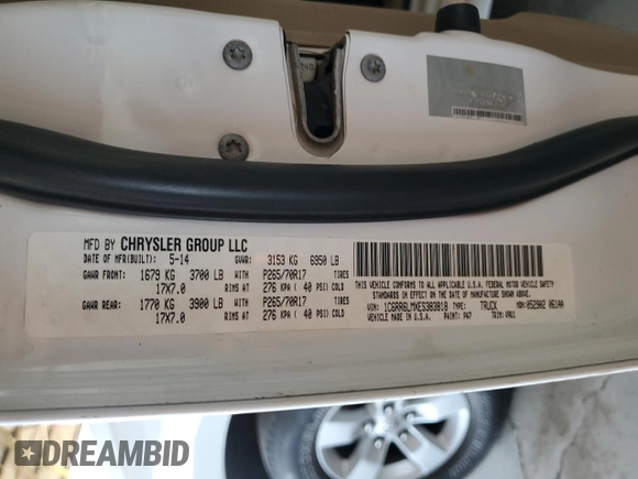 2014 Ram 1500 Lone Star with VIN 1C6RR6LMXES383818, listed as a Copart auction lot 56518255 with Not provided miles and Clean title. Bid and sale history available at DreamBid. Image 12.