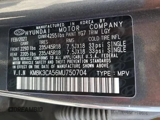 2021 Hyundai Kona Limited with VIN KM8K3CA56MU750704, listed as a Copart auction lot 48779163 with 32,834 mi miles. Bid and sale history available at carsss.com. Image 13.