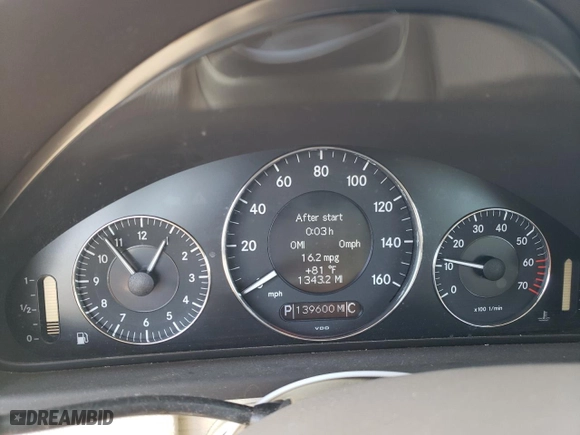 2005 Mercedes-Benz CLK-Class 3.2L with VIN WDBTK65G55T035122, listed as a Copart auction lot 50347175 with 139,600 mi miles and Salvage Title. Bid and sale history available at carsss.com. Image 9.