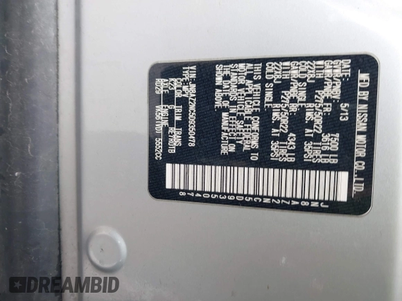 2013 Infiniti QX56 with VIN JN8AZ2NC5D9350478, listed as a IAAI auction lot 41918426 with Not provided miles and . Bid and sale history available at DreamBid. Image 9.