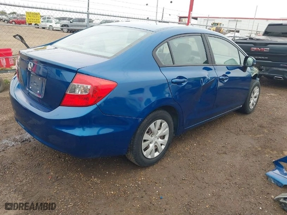 2012 Honda Civic Sdn LX with VIN 2HGFB2F50CH582539, listed as a IAAI auction lot 41296020 with 65,334 mi miles. Bid and sale history available at carsss.com. Image 4.
