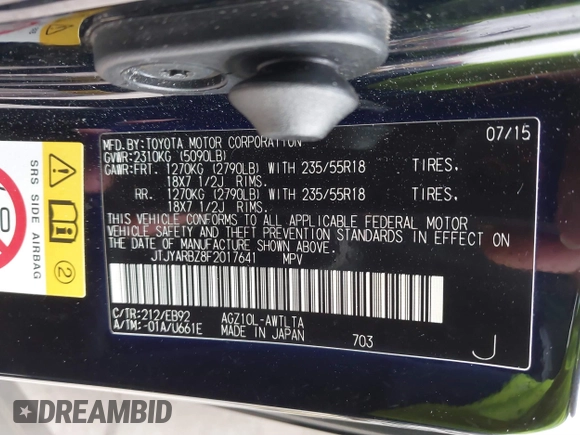 2015 Lexus NX 200t with VIN JTJYARBZ8F2017641, listed as a IAAI auction lot 41486580 with 118,247 mi miles and . Bid and sale history available at carsss.com. Image 9.