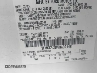2015 Ford Flex SEL z VIN 2FMGK5C89FBA02548, wystawiony jako IAAI lot #41775436 z przebiegiem 132 856 mil mil oraz . Historia ofert i sprzedaży dostępna na DreamBid. Obrazek 9.