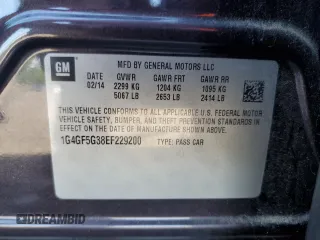 2014 Buick LaCrosse Premium II with VIN 1G4GF5G38EF229200, listed as a Copart auction lot 62501734 with 163,459 mi miles and Salvage Title. Bid and sale history available at carsss.com. Image 14.