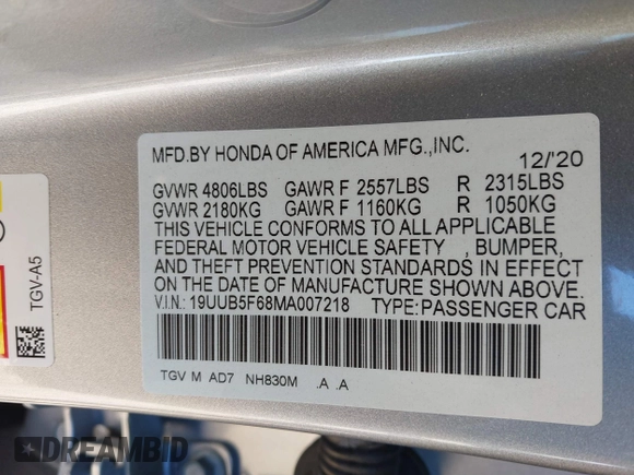 2021 Acura TLX w/Advance Package with VIN 19UUB5F68MA007218, listed as a IAAI auction lot 41693746 with 14,965 mi miles. Bid and sale history available at carsss.com. Image 9.