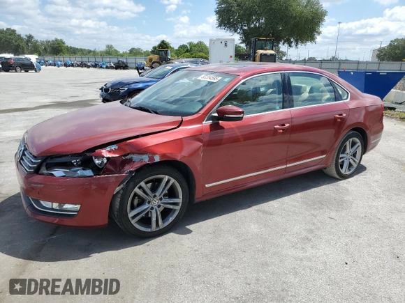 2015 Volkswagen Passat SEL Premium with VIN 1VWCT7A33FC123141, listed as a Copart auction lot 53284595 with 87,450 mi miles and Salvage title. Bid and sale history available at DreamBid. Image 1.