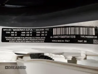 2023 Maserati Ghibli Modena z VIN ZAM57YSMXPX411516, wystawiony jako Copart lot #58330765 z przebiegiem Nie podano mil oraz Szkoda całkowita • Salvage title. Historia ofert i sprzedaży dostępna na DreamBid. Obrazek 13.