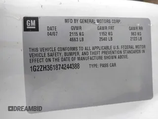2007 Pontiac G6 GT z VIN 1G2ZH361874244388, wystawiony jako IAAI lot #42222283 z przebiegiem 116 676 mil mil oraz . Historia ofert i sprzedaży dostępna na DreamBid. Obrazek 9.