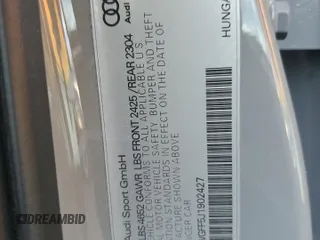 2018 Audi RS 3 z VIN WUABWGFF5J1902427, wystawiony jako Copart lot #67973714 z przebiegiem 27 864 mil mil oraz Szkoda całkowita • Salvage title. Historia ofert i sprzedaży dostępna na DreamBid. Obrazek 12.