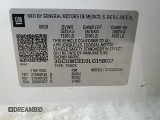 2020 Chevrolet Silverado 1500 LT with VIN 3GCUWCED3LG158037, listed as a Copart auction lot 42830005 with 93,096 mi miles and Salvage Title. Bid and sale history available at DreamBid. Image 12.