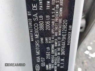 2017 Kia Forte LX with VIN 3KPFK4A79HE129820, listed as a Copart auction lot 47933855 with 88,254 mi miles and Salvage Title. Bid and sale history available at carsss.com. Image 12.