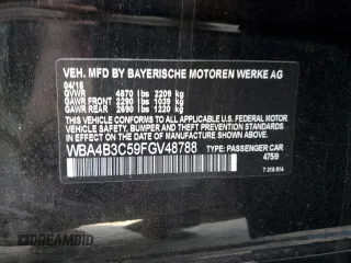 2015 BMW 4 Series 435i xDrive with VIN WBA4B3C59FGV48788, listed as a Copart auction lot 75408944 with 103,837 mi miles and Salvage Title. Bid and sale history available at DreamBid. Image 12.