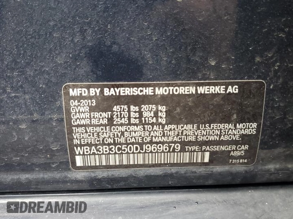 2013 BMW 3 Series 328i xDrive z VIN WBA3B3C50DJ969679, wystawiony jako Copart lot #58814715 z przebiegiem 74 320 mil mil oraz Szkoda całkowita • Salvage title. Historia ofert i sprzedaży dostępna na DreamBid. Obrazek 12.