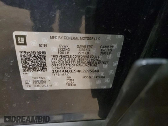 2019 GMC Acadia Denali с VIN 1GKKNXLS4KZ295249, выставлен на аукционе Copart как лот 55324435 с пробегом 72 816 миль миль и Списание • Salvage title. История ставок и продаж доступна на DreamBid. Изображение 14.