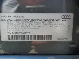 2013 Audi S8 with VIN WAUD2AFD7DN027777, listed as a Copart auction lot 62482694 with 128,383 mi miles and Salvage Title. Bid and sale history available at carsss.com. Image 12.