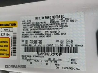 2020 Ford Fusion SE z VIN 3FA6P0LU2LR249589, wystawiony jako Copart lot #48800935 z przebiegiem 50 822 mil mil oraz Szkoda całkowita • Salvage title. Historia ofert i sprzedaży dostępna na DreamBid. Obrazek 12.