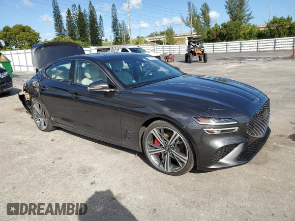 2024 Genesis G70 Sport Advanced with VIN KMTG54SE3RU137196, listed as a Copart auction lot 76329834 with 1,348 mi miles and Salvage Title. Bid and sale history available at DreamBid. Image 4.