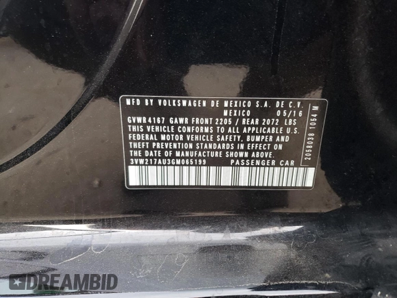 2016 Volkswagen Golf TSI S z VIN 3VW217AU3GM065199, wystawiony jako Copart lot #84048104 z przebiegiem 99 677 mil mil oraz Szkoda całkowita • Salvage title. Historia ofert i sprzedaży dostępna na DreamBid. Obrazek 13.