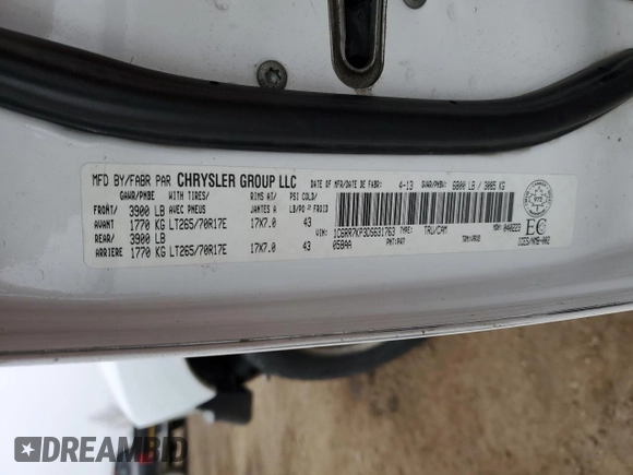 2013 Ram 1500 Tradesman with VIN 1C6RR7KP3DS631763, listed as a Copart auction lot 80919994 with 478,947 mi miles and Salvage Title. Bid and sale history available at carsss.com. Image 12.