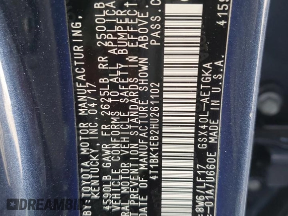 2017 Toyota Avalon XLE z VIN 4T1BK1EB2HU261102, wystawiony jako Copart lot #52179275 z przebiegiem 34 006 mil mil oraz Szkoda całkowita • Salvage title. Historia ofert i sprzedaży dostępna na DreamBid. Obrazek 12.