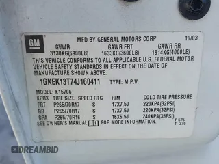 2004 GMC Yukon SLT z VIN 1GKEK13T74J160411, wystawiony jako IAAI lot #42201980 z przebiegiem 202 375 mil mil oraz . Historia ofert i sprzedaży dostępna na DreamBid. Obrazek 9.