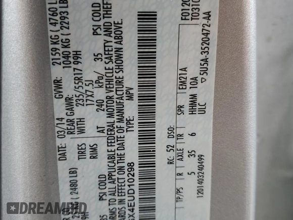 2014 Ford Escape SE with VIN 1FMCU9GX4EUD10298, listed as a Copart auction lot 44260995 with 199,291 mi miles and Clean Title. Bid and sale history available at DreamBid. Image 13.