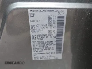 2015 Nissan Pathfinder SL z VIN 5N1AR2MMXFC680933, wystawiony jako IAAI lot #42790811 z przebiegiem 156 584 mil mil oraz . Historia ofert i sprzedaży dostępna na DreamBid. Obrazek 9.