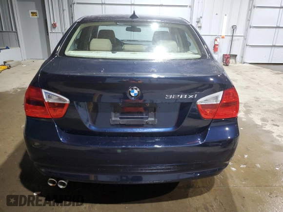2007 BMW 3 Series 328xi with VIN WBAVC93587KX61816, listed as a Copart auction lot 88712135 with 0 mi miles and Salvage Title. Bid and sale history available at carsss.com. Image 6.