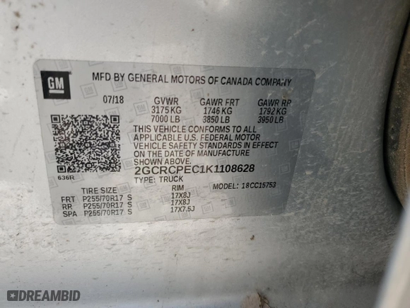 2019 Chevrolet Silverado 1500 LD LT with VIN 2GCRCPEC1K1108628, listed as a Copart auction lot 50471305 with NaN miles and Clean Title. Bid and sale history available at carsss.com. Image 13.