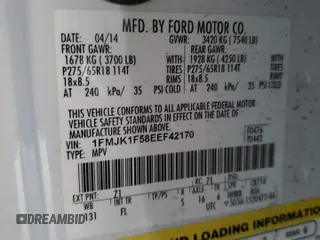 2014 Ford Expedition EL SSV with VIN 1FMJK1F58EEF42170, listed as a Copart auction lot 87568335 with Not Provided miles and Salvage Title. Bid and sale history available at carsss.com. Image 13.