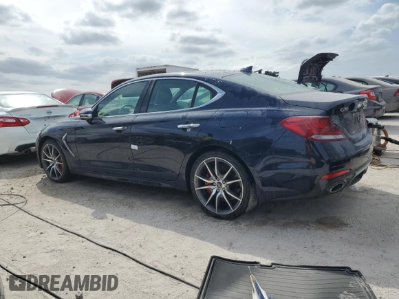 2020 Genesis G70 3.3T Advanced with VIN KMTG74LE5LU063621, listed as a Copart auction lot 74344614 with 20,611 mi miles and Non Repairable. Bid and sale history available at carsss.com. Image 2.