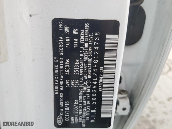 2017 Kia Optima SX Limited with VIN 5XXGV4L24HG124738, listed as a Copart auction lot 48797455 with 149,571 mi miles and Salvage Title. Bid and sale history available at carsss.com. Image 12.