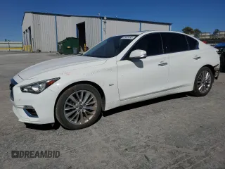 2019 Infiniti Q50 Luxe with VIN JN1EV7ARXKM558286, listed as a Copart auction lot 47453495 with 95,086 mi miles and Salvage Title. Bid and sale history available at carsss.com. Image 1.