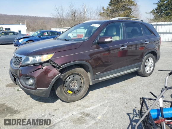 2011 Kia Sorento EX with VIN 5XYKUDA29BG156829, listed as a Copart auction lot 48613735 with 189,206 mi miles and Salvage Title. Bid and sale history available at carsss.com. Image 1.