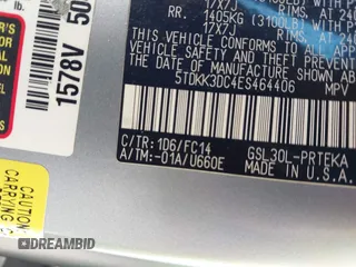2014 Toyota Sienna LE AAS with VIN 5TDKK3DC4ES464406, listed as a IAAI auction lot 42296795 with 170,320 mi miles and . Bid and sale history available at DreamBid. Image 9.