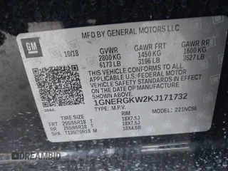 2019 Chevrolet Traverse LT Cloth with VIN 1GNERGKW2KJ171732, listed as a IAAI auction lot 41829703 with 76,168 mi miles. Bid and sale history available at carsss.com. Image 9.