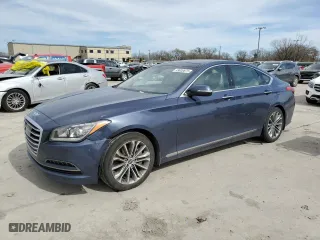 2015 Hyundai Genesis 3.8L with VIN KMHGN4JE4FU089344, listed as a Copart auction lot 49000875 with 80,521 mi miles and Salvage Title. Bid and sale history available at carsss.com. Image 1.